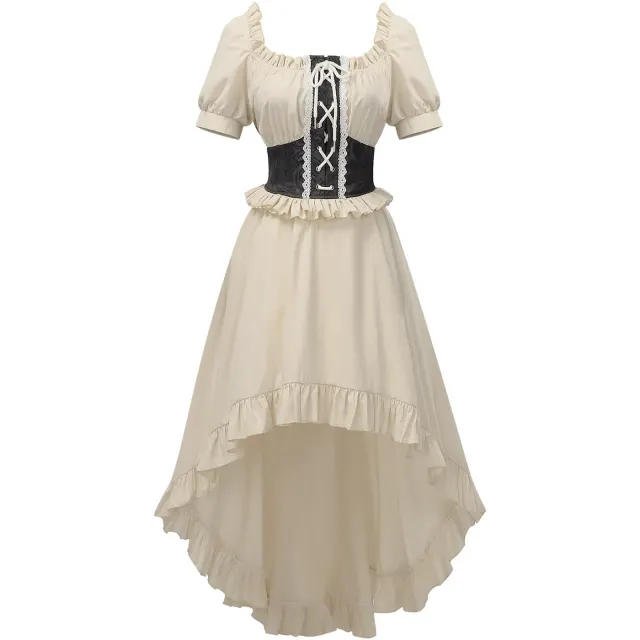 Robe cosplay de chevalier à épaules dénudées et volants pour femme détail 4
