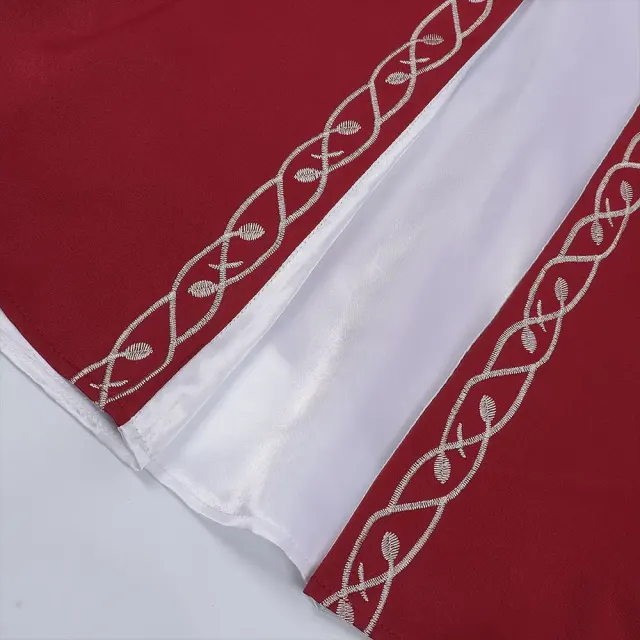 Women's Medieval Color-Block Court Dress with Flared Sleeves detail 9