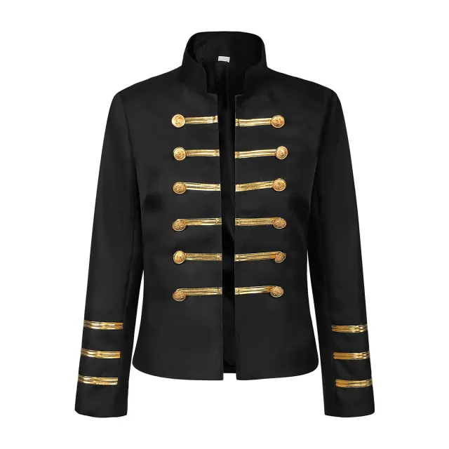Damen-Bühnenjacke mit Goldknöpfen und doppelreihiger Knopfleiste im Stil des mittelalterlichen Hofes Detail 12