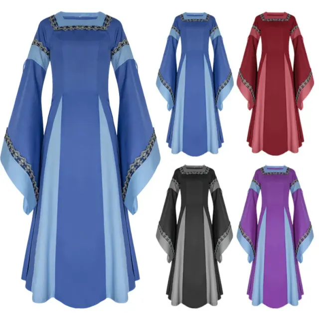 detalle de Vestido largo medieval renacentista irlandés de mujer para cosplay teatral 2