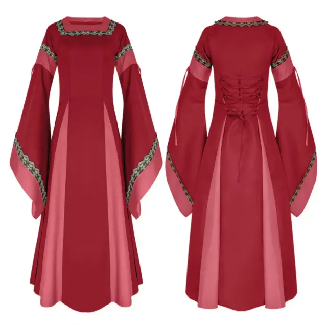 detalle de Vestido largo medieval renacentista irlandés de mujer para cosplay teatral 3