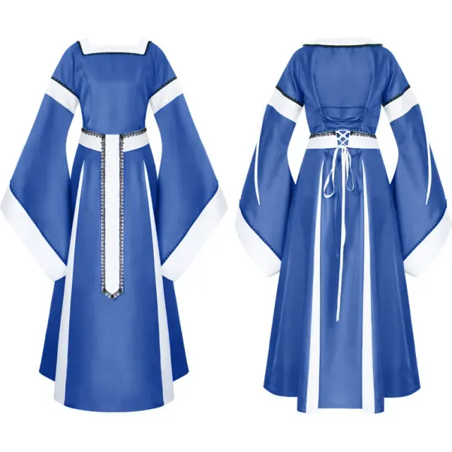 detalle de Vestido largo medieval renacentista irlandés de mujer para cosplay teatral 13