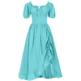 Court Short-Sleeve Dress - Light Blue