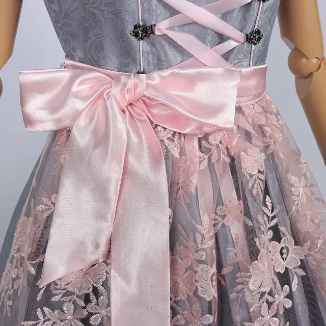 detalle de Vestido dirndl de Oktoberfest para mujer con encaje vintage y corpiño con cordones 2