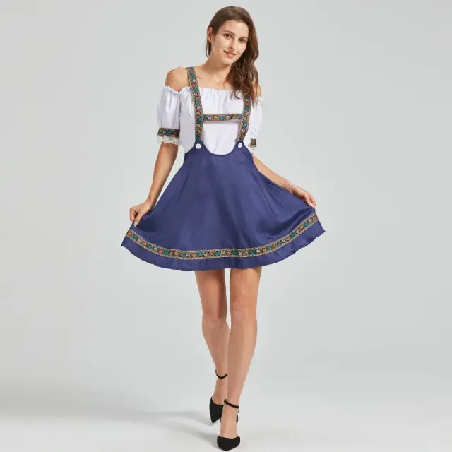 Damen-Oktoberfest-Spitzen-Maid-Kleid-Set, Colorblock-Stile Detail 1
