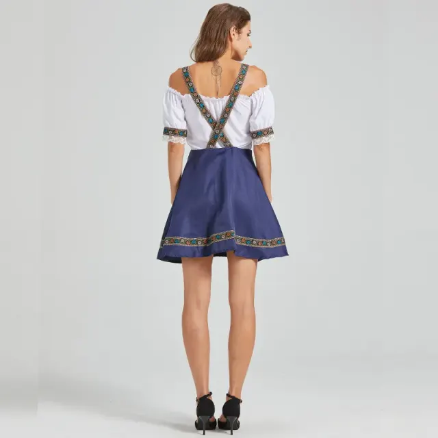 Damen-Oktoberfest-Spitzen-Maid-Kleid-Set, Colorblock-Stile Detail 2