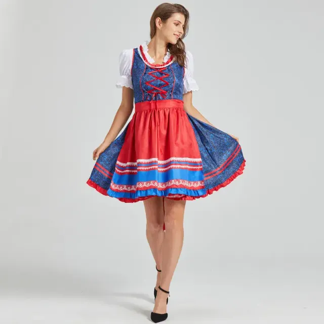Damen-Oktoberfest-Spitzen-Maid-Kleid-Set, Colorblock-Stile Detail 3