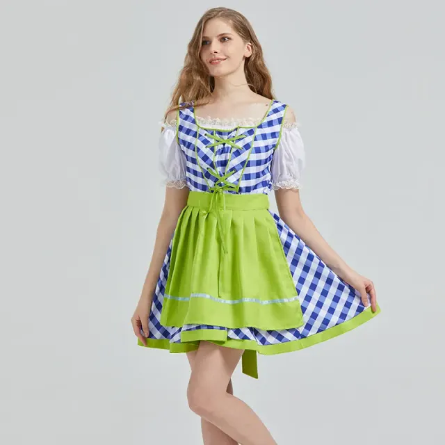 Damen-Oktoberfest-Spitzen-Maid-Kleid-Set, Colorblock-Stile Detail 7