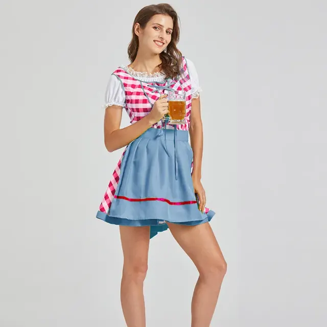 Damen-Oktoberfest-Spitzen-Maid-Kleid-Set, Colorblock-Stile Detail 9