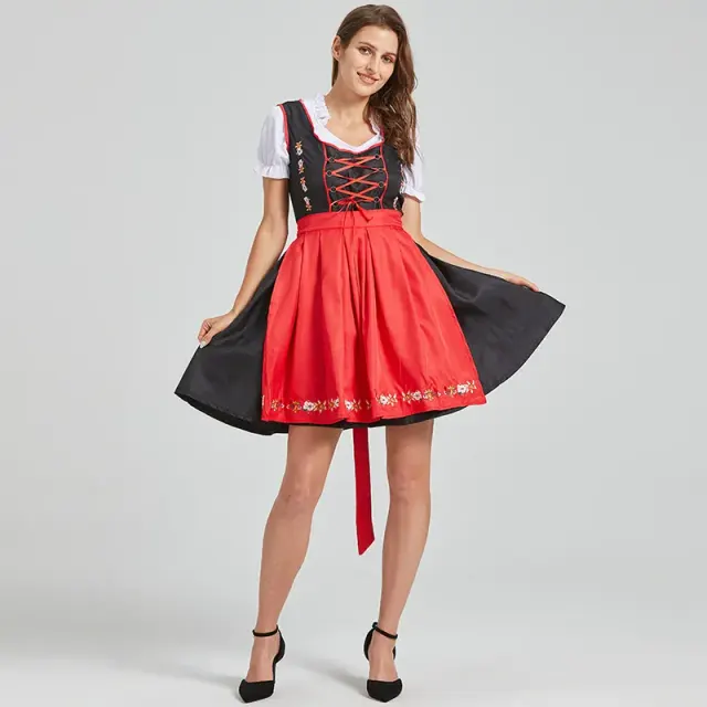 Damen-Oktoberfest-Spitzen-Maid-Kleid-Set, Colorblock-Stile Detail 11