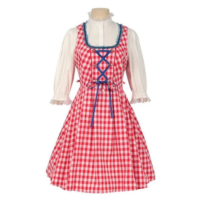 Damen-Oktoberfest-Spitzen-Maid-Kleid-Set, Colorblock-Stile Detail 13