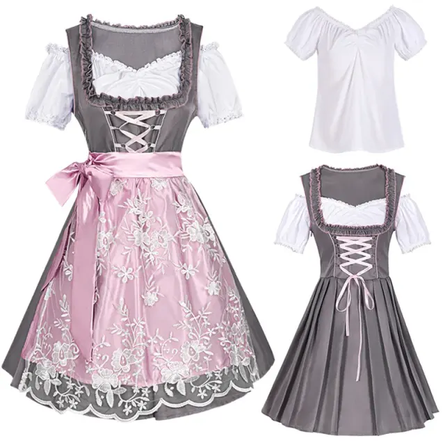 Damen-Oktoberfest-Spitzen-Maid-Kleid-Set, Colorblock-Stile Detail 15