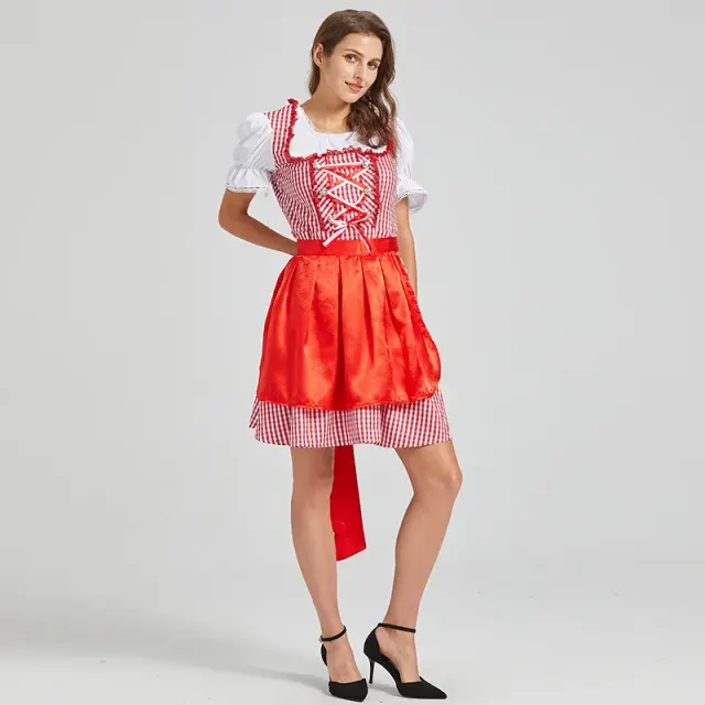 Damen-Oktoberfest-Spitzen-Maid-Kleid-Set, Colorblock-Stile Detail 17