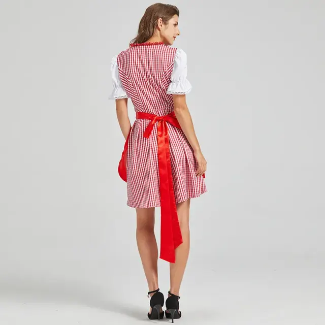 Damen-Oktoberfest-Spitzen-Maid-Kleid-Set, Colorblock-Stile Detail 18