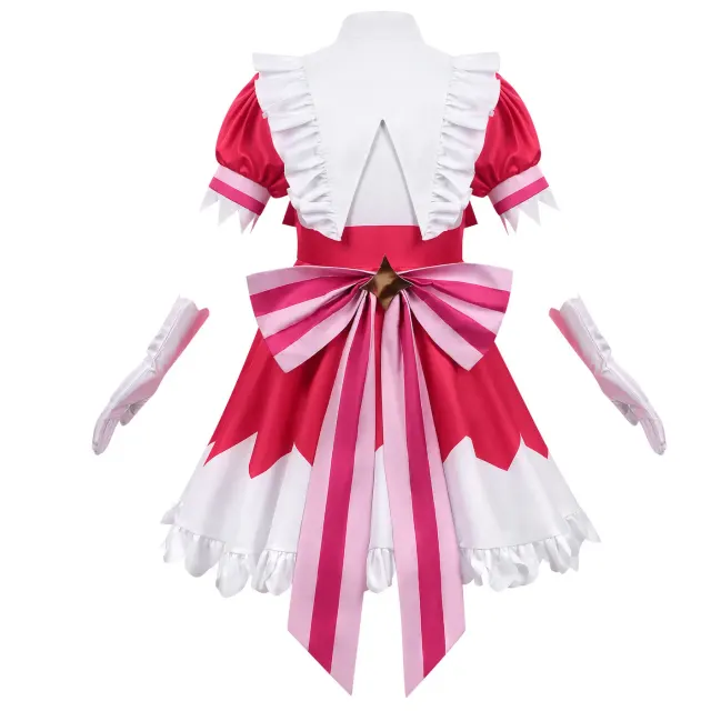 Women's Pink Anime Cosplay Dress Full Set for Halloween detail 1