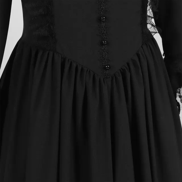 detalle de Vestido cortesano renacentista con encaje para mujer de talla grande para cosplay de Halloween 3