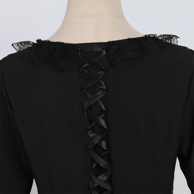 detalle de Vestido cortesano renacentista con encaje para mujer de talla grande para cosplay de Halloween 7
