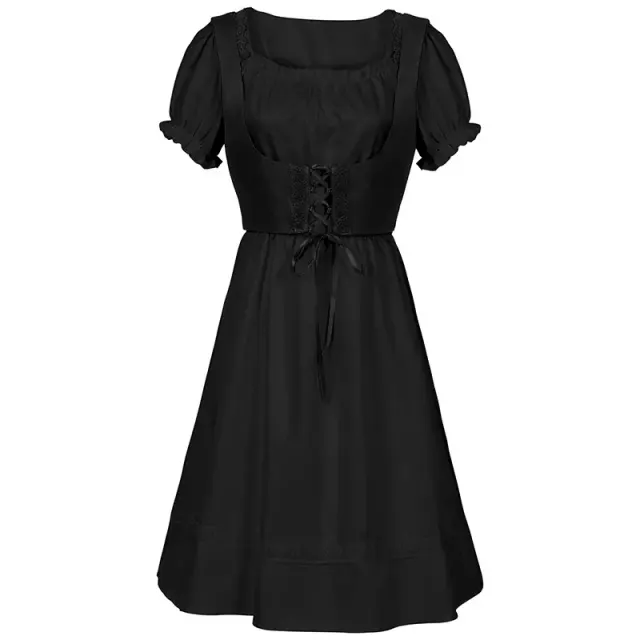 detalle de Vestido steampunk gótico victoriano con volantes para mujer de talla grande 9