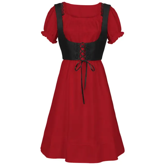 detalle de Vestido steampunk gótico victoriano con volantes para mujer de talla grande 11