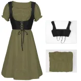 Vestido sin mangas con volantes - Verde