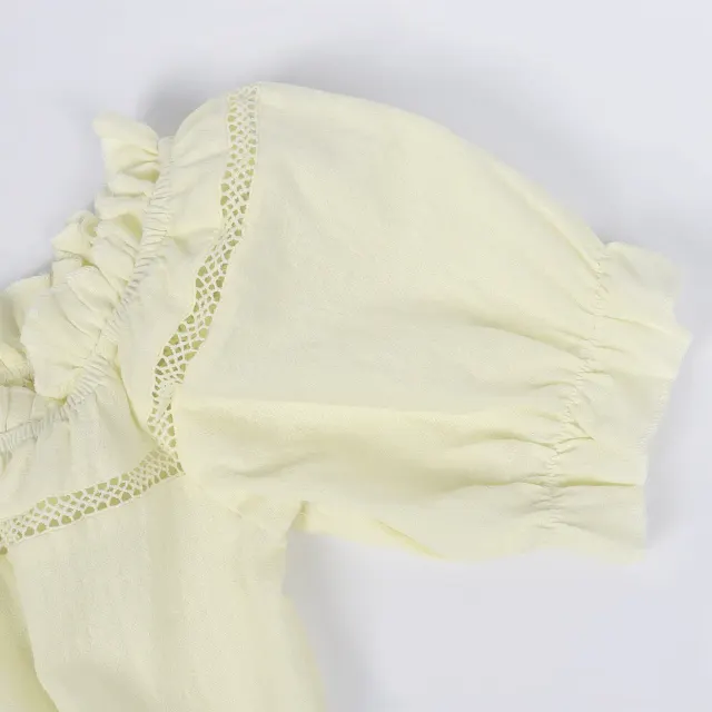 Schulterfreie Renaissance-Sommerbluse für Damen mit Puffärmeln und lockerer Passform Detail 4