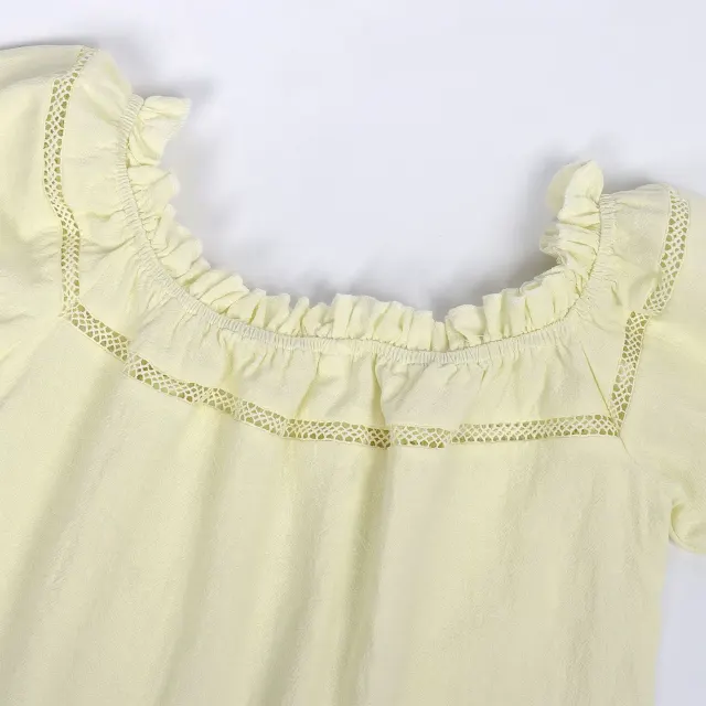 Schulterfreie Renaissance-Sommerbluse für Damen mit Puffärmeln und lockerer Passform Detail 6