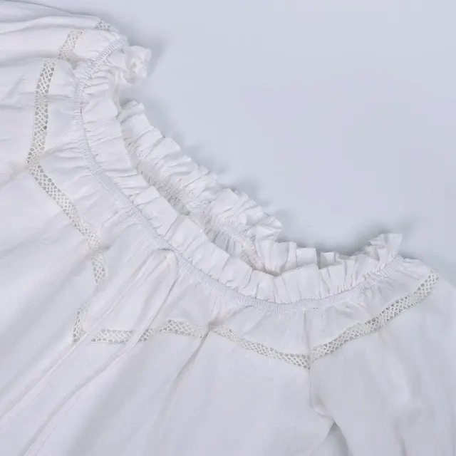 Schulterfreie Renaissance-Sommerbluse für Damen mit Puffärmeln und lockerer Passform Detail 11