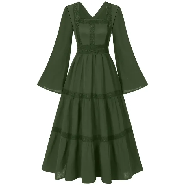Robe de costume Renaissance pour femme à col carré et manches évasées détail 10