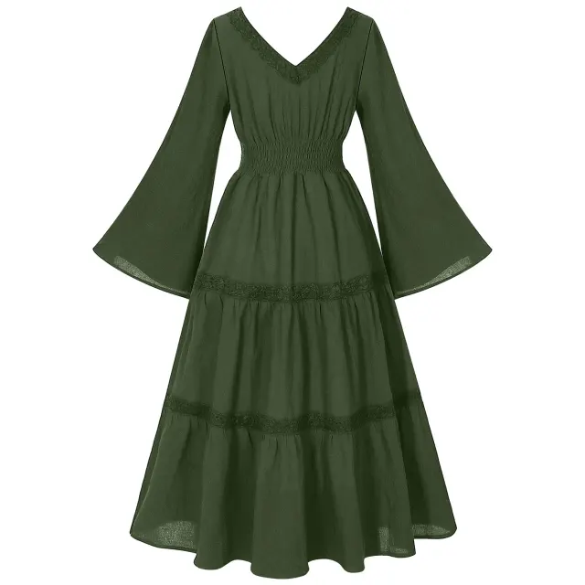 Robe de costume Renaissance pour femme à col carré et manches évasées détail 11