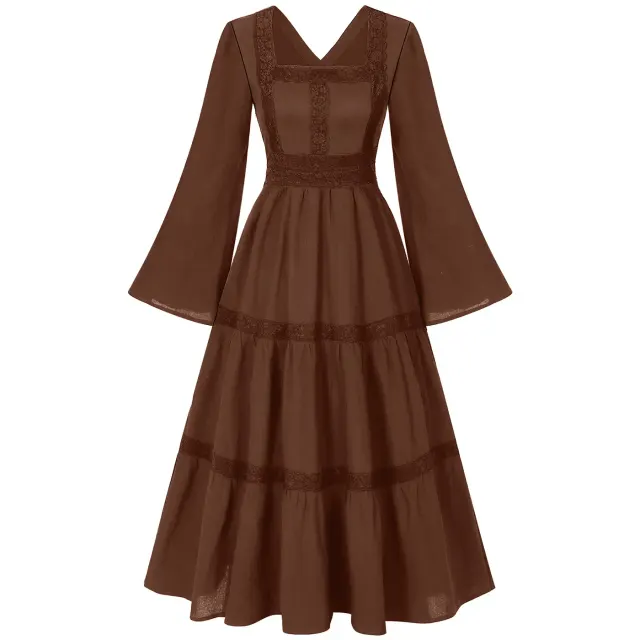 Robe de costume Renaissance pour femme à col carré et manches évasées détail 12