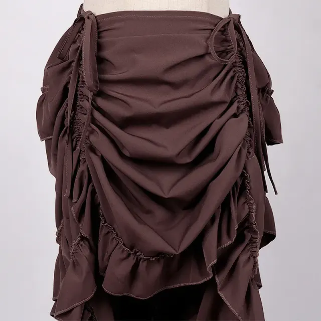 Women's Steampunk Gothic High-Low Drawstring Punk Skirt detail 5