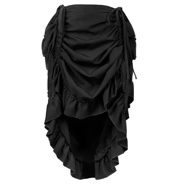 Women's Steampunk Gothic High-Low Drawstring Punk Skirt detail 12