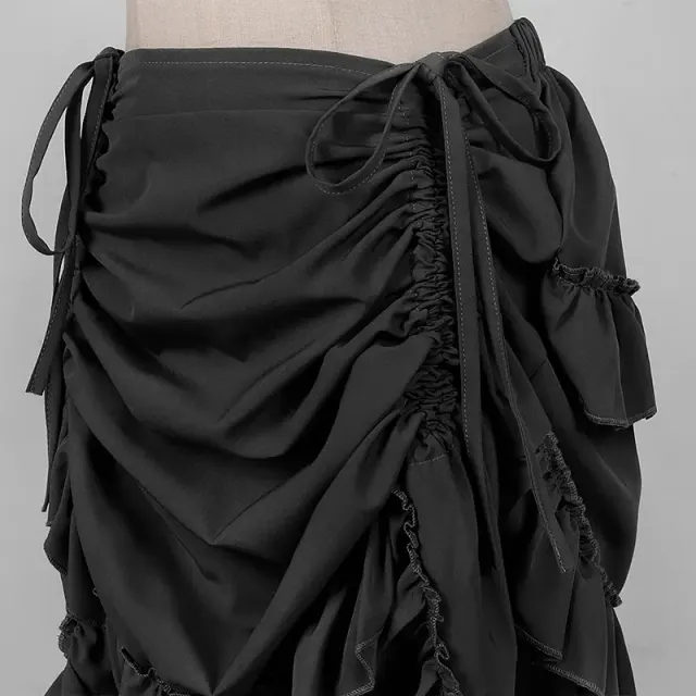 Women's Steampunk Gothic High-Low Drawstring Punk Skirt detail 17