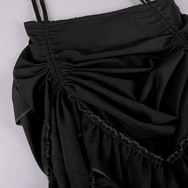Women's Steampunk Gothic High-Low Drawstring Punk Skirt detail 22
