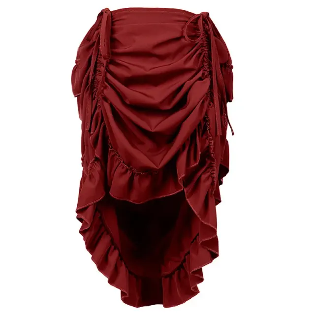 Women's Steampunk Gothic High-Low Drawstring Punk Skirt detail 23