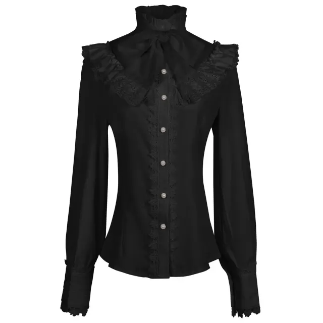 Women's Victorian Gothic Lace Embroidered Long-Sleeve Shirt detail 8