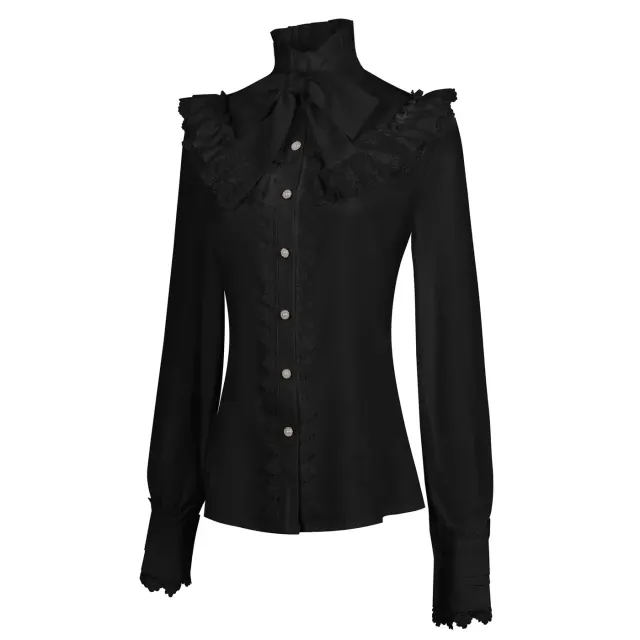 Women's Victorian Gothic Lace Embroidered Long-Sleeve Shirt detail 9