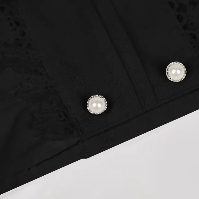 Women's Victorian Gothic Lace Embroidered Long-Sleeve Shirt detail 12
