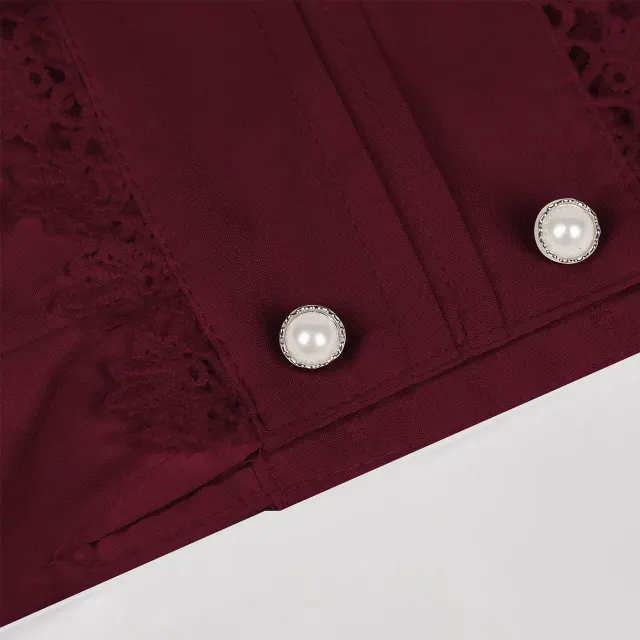 Women's Victorian Gothic Lace Embroidered Long-Sleeve Shirt detail 19