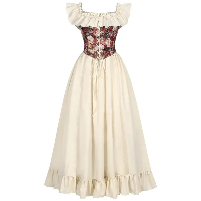 Damen-Korsettkleid im viktorianischen Jacquard-Stil für Halloween-Cosplay Detail 3