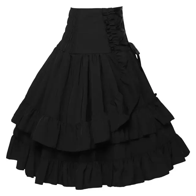 detalle de Falda cortesana de cintura alta y capas de estilo victoriano y renacentista para mujer 2