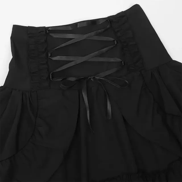 detalle de Falda cortesana de cintura alta y capas de estilo victoriano y renacentista para mujer 4