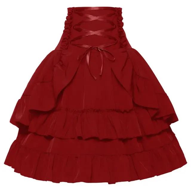 detalle de Falda cortesana de cintura alta y capas de estilo victoriano y renacentista para mujer 8