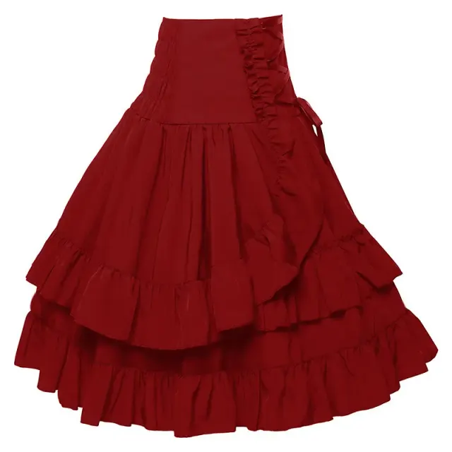 detalle de Falda cortesana de cintura alta y capas de estilo victoriano y renacentista para mujer 9