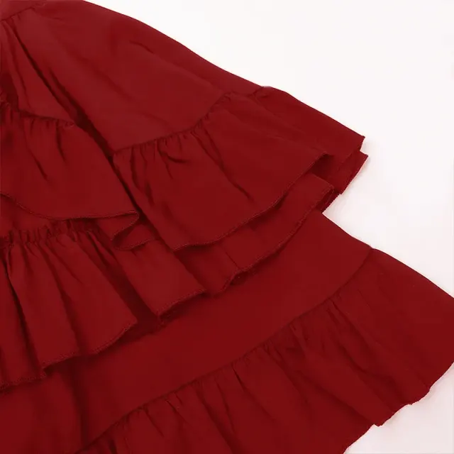 detalle de Falda cortesana de cintura alta y capas de estilo victoriano y renacentista para mujer 12