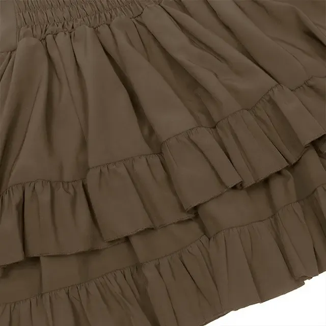 detalle de Falda cortesana de cintura alta y capas de estilo victoriano y renacentista para mujer 21