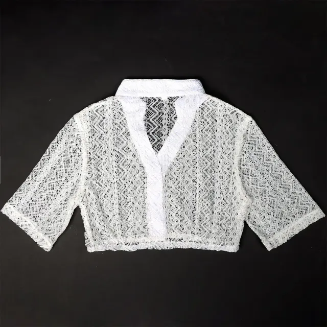 Weißes Damen-Oktoberfest-Korsett-Top mit Spitze und Kordelzug Detail 4